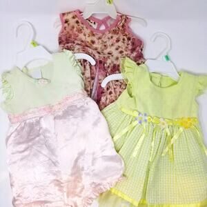 Janie & Jack Romper & 2 Dresses Sleeveless Comfortable Dress Size 3-6 Months